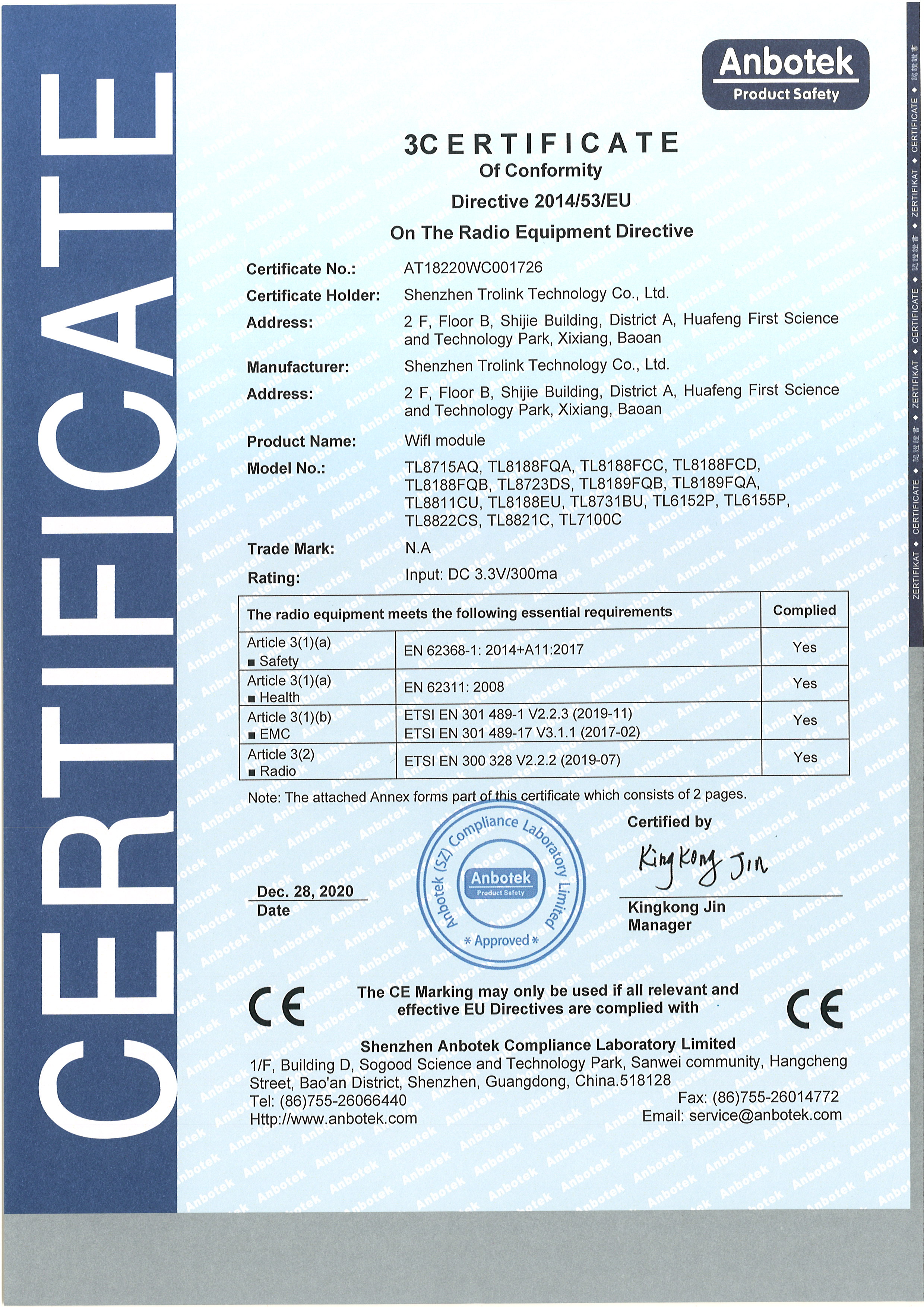 CE certificate